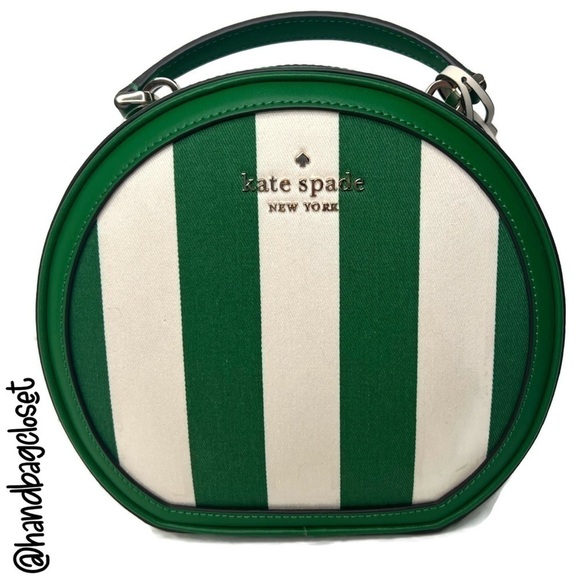 Kate Spade Traveler Canteen Crossbody Bag Green Even Stripe Jacquard K6119 KS141 - Picture 9 of 16